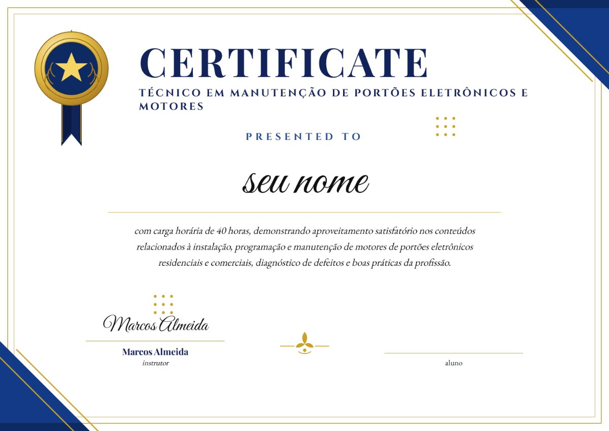 Certificado técnico em manutenção de portões eletrônicos e motores